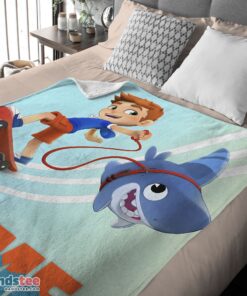 Premium Catoon Sharkdog Sharkdog And Max Skateboarding Blanket Fleece Customized Blanket - Image 4