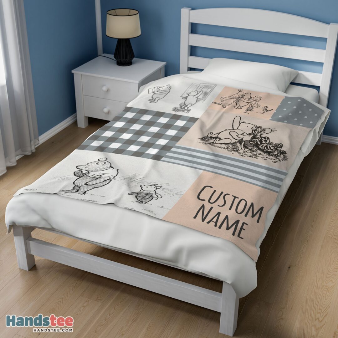 premium-classic-winnie-the-pooh-friends-sketch-blanket-fleece-customized-blanket-mk-02 Premium Classic Winnie The Pooh & Friends Sketch Blanket Fleece Customized Blanket - Image 3
