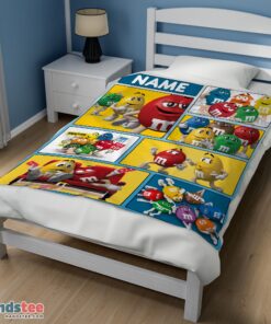 Premium Colorful Candy M&M’s Character Collage Blanket Fleece Customized Blanket - Image 3