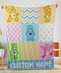 Premium Colorful Care Bears Patchwork Blanket Fleece Customized Blanket