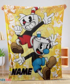 Premium Cuphead And Mugman Crazy Cup Blanket Fleece Customized Blanket