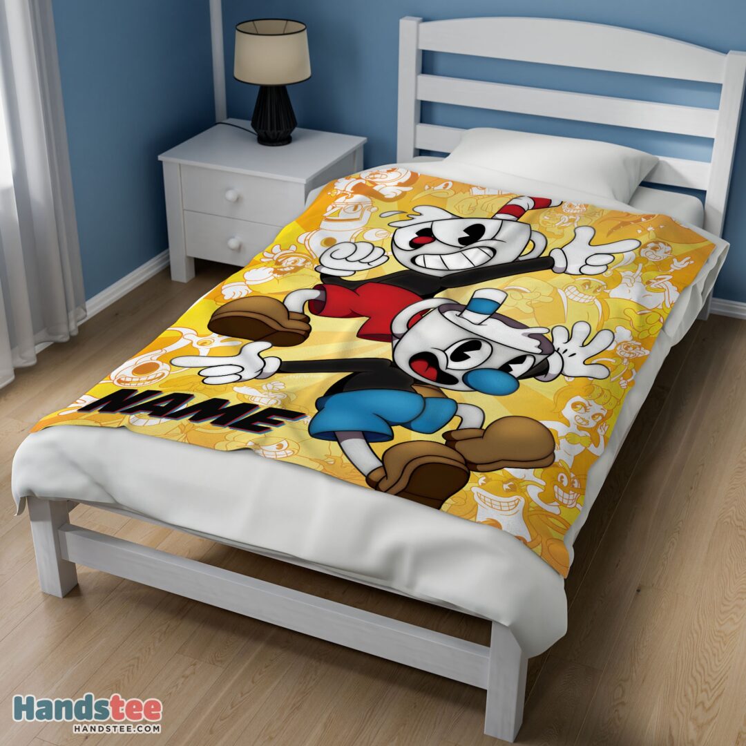 premium-cuphead-and-mugman-crazy-cup-blanket-fleece-customized-blanket-mk-02 Premium Cuphead And Mugman Crazy Cup Blanket Fleece Customized Blanket - Image 3