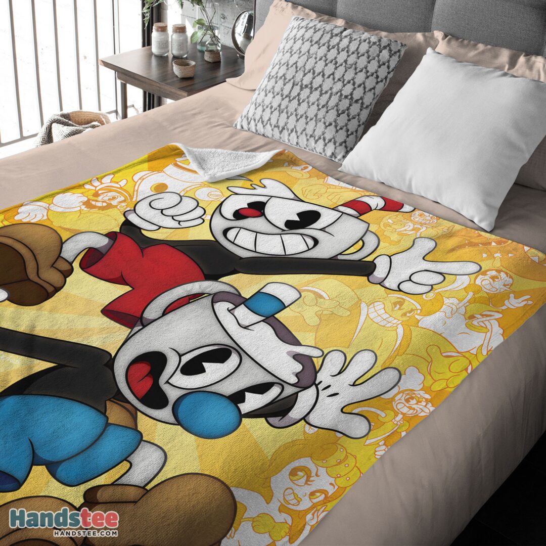 premium-cuphead-and-mugman-crazy-cup-blanket-fleece-customized-blanket-mk-03 Premium Cuphead And Mugman Crazy Cup Blanket Fleece Customized Blanket - Image 4