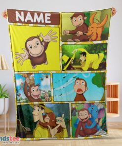 Premium Curious George Ted ShacklefordBlanket Fleece Customized Blanket
