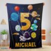Premium Cute Astronaut Catching Moon Cartoon Blanket Fleece Customized Blanket