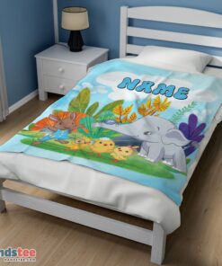 Premium Cute Elephant Safari Animal For Boys Customized Blanket - Image 3