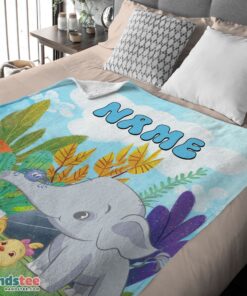 Premium Cute Elephant Safari Animal For Boys Customized Blanket - Image 4