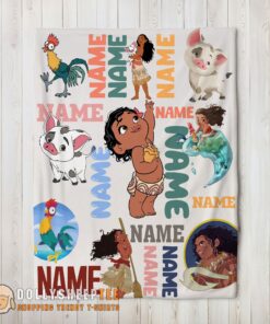 Premium Cute Hot Disney Cartoon Moana With Friends Blanket Fleece Customized Blanket