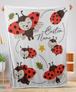 Premium Cute Ladybug Cartoon Blanket Fleece Customized Blanket
