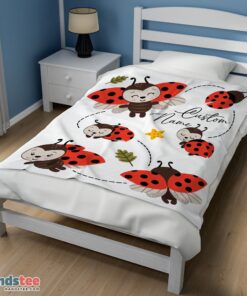 Premium Cute Ladybug Cartoon Blanket Fleece Customized Blanket - Image 3