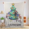 Premium Cute Top Mice & Penguin Cartoon Christmas Tree Blanket Fleece Customized Blanket