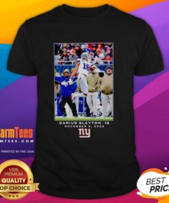 Alt Text: Premium Darius Slayton New York Giants NFL Flash Features Week 10 T-Shirt showcasing team colors and logo design.