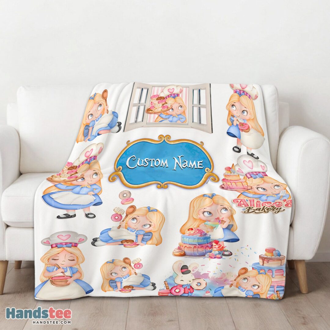 premium-disney-alice-baking-alice-in-wonderland-cake-blanket-fleece-customized-blanket-mk-01 Premium Disney Alice Baking Alice In Wonderland Cake Blanket Fleece Customized Blanket - Image 3