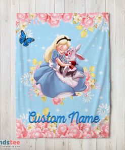 Premium Disney Alice & The White Rabbit Alice In Wonderland Blanket Fleece Customized Blanket