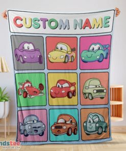 Premium Disney Cartoon Cars With All Friends Blanket Fleece Customized Blanket