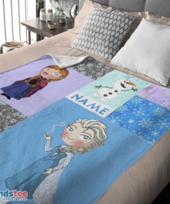 Premium Disney Cartoon Frozen Elsa Princess Anna Olaf Blanket Fleece Customized Blanket - Image 4