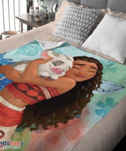 Premium Disney Cartoon Moana Family With Friends Cute Blanket Fleece Customized Blanket - Image 4