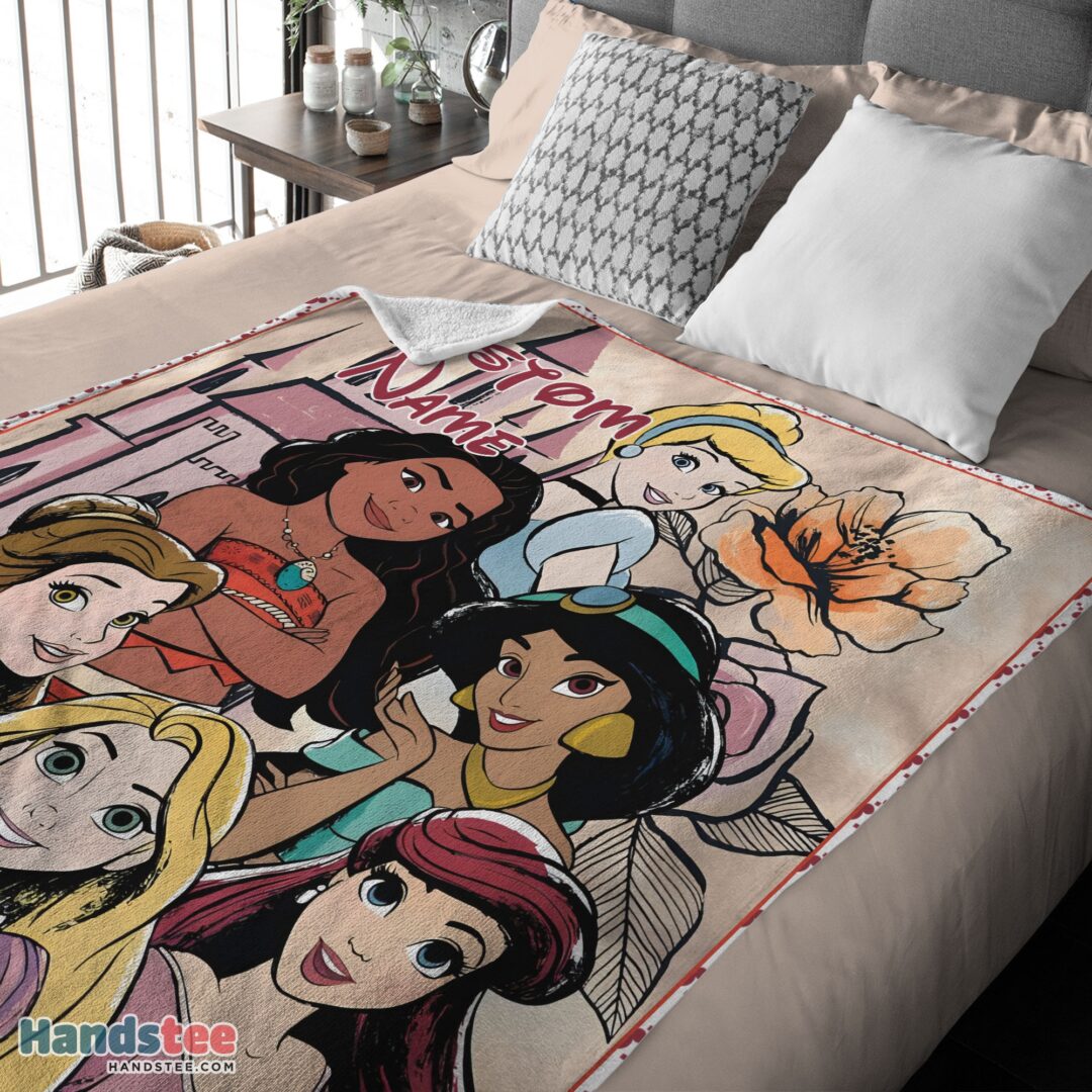 premium-disney-cartoon-princess-characters-blanket-fleece-customized-blanket-mk-02 Premium Disney Cartoon Princess Characters Blanket Fleece Customized Blanket - Image 3