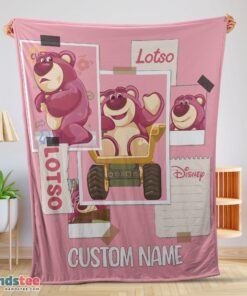 Premium Disney Cartoon Toy Story Cute Lotso Grid Photos Blanket