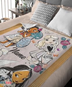 Premium Disney Chibi Moana Alice Tinker Bell Pocahontas  Blanket Fleece Customized Blanket - Image 4