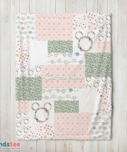 Premium Disney Mickey Logo Heart Texture Blanket Fleece Customized Blanket