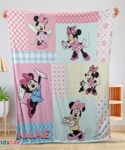 Premium Disney Minnie Mouse Patchwork Pattern Blanket Fleece Customized Blanket