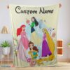 Premium Disney Princess Ariel Mulan Rapunzel Belle Princess Blanket Fleece Customized Blanket