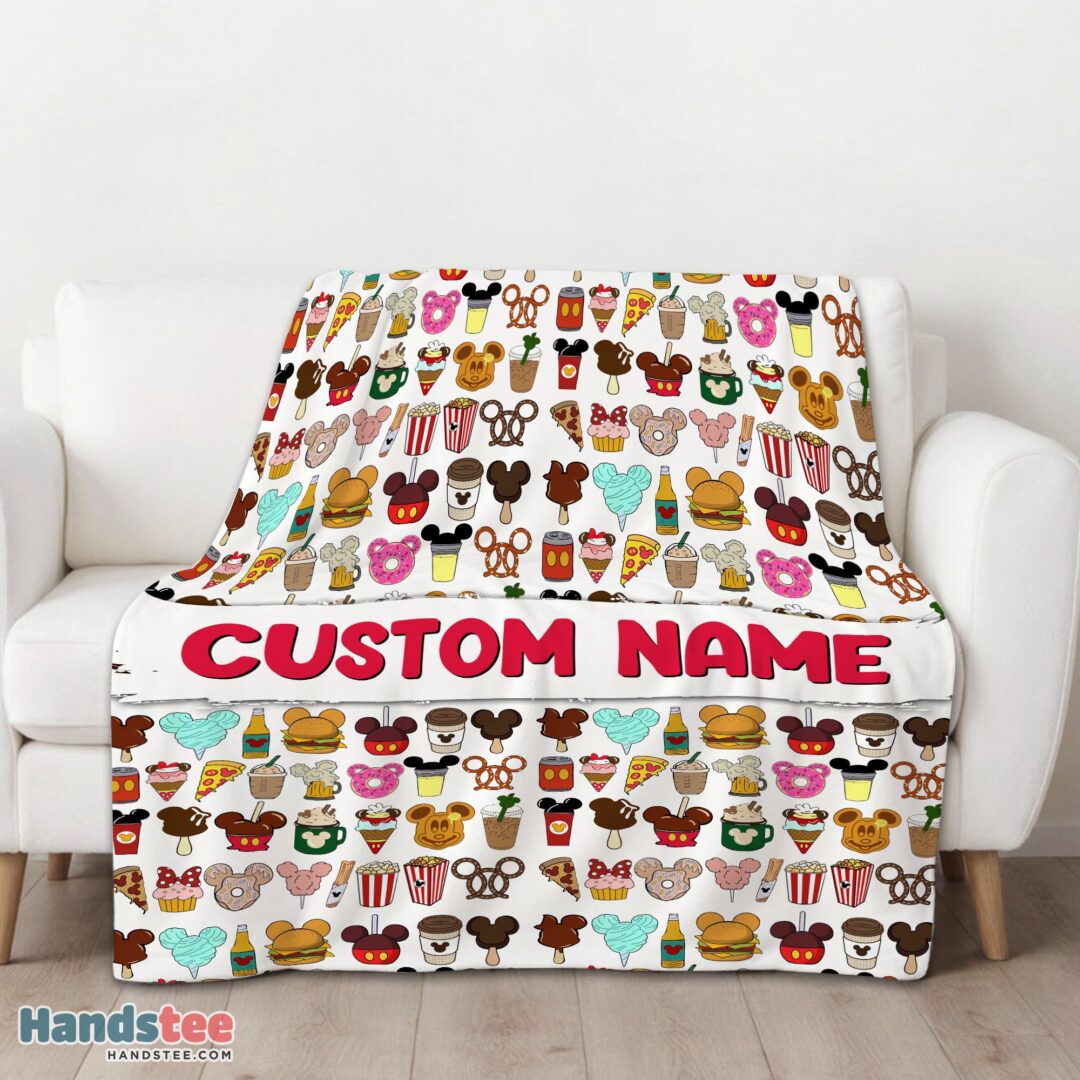premium-disney-snack-club-food-pattern-blanket-fleece-customized-blanket-mk-01 Premium Disney Snack Club Food Pattern Blanket Fleece Customized Blanket - Image 3