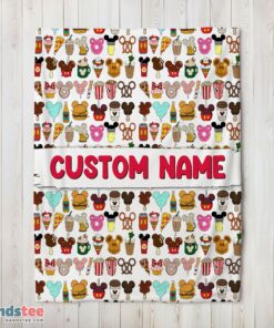 Premium Disney Snack Club Food Pattern Blanket Fleece Customized Blanket