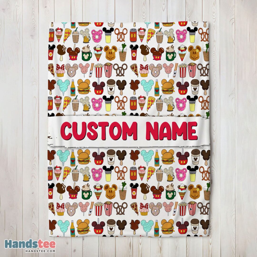 premium-disney-snack-club-food-pattern-blanket-fleece-customized-blanket-mk-02 Premium Disney Snack Club Food Pattern Blanket Fleece Customized Blanket