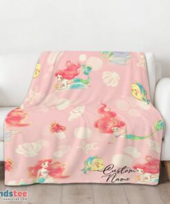 Premium Disney The Little Mermaid & Flounder Delicate Watercolor Blanket Fleece Customized Blanket - Image 3
