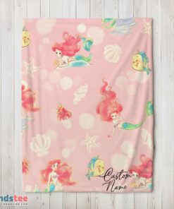 Premium Disney The Little Mermaid & Flounder Delicate Watercolor Blanket Fleece Customized Blanket