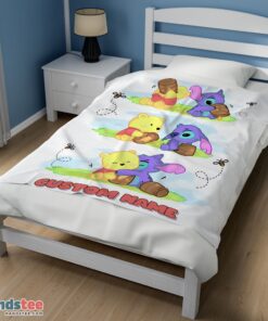 Premium Disney Winnie The Pooh And Stitch Fleece Blanket Customize Blanket - Image 3