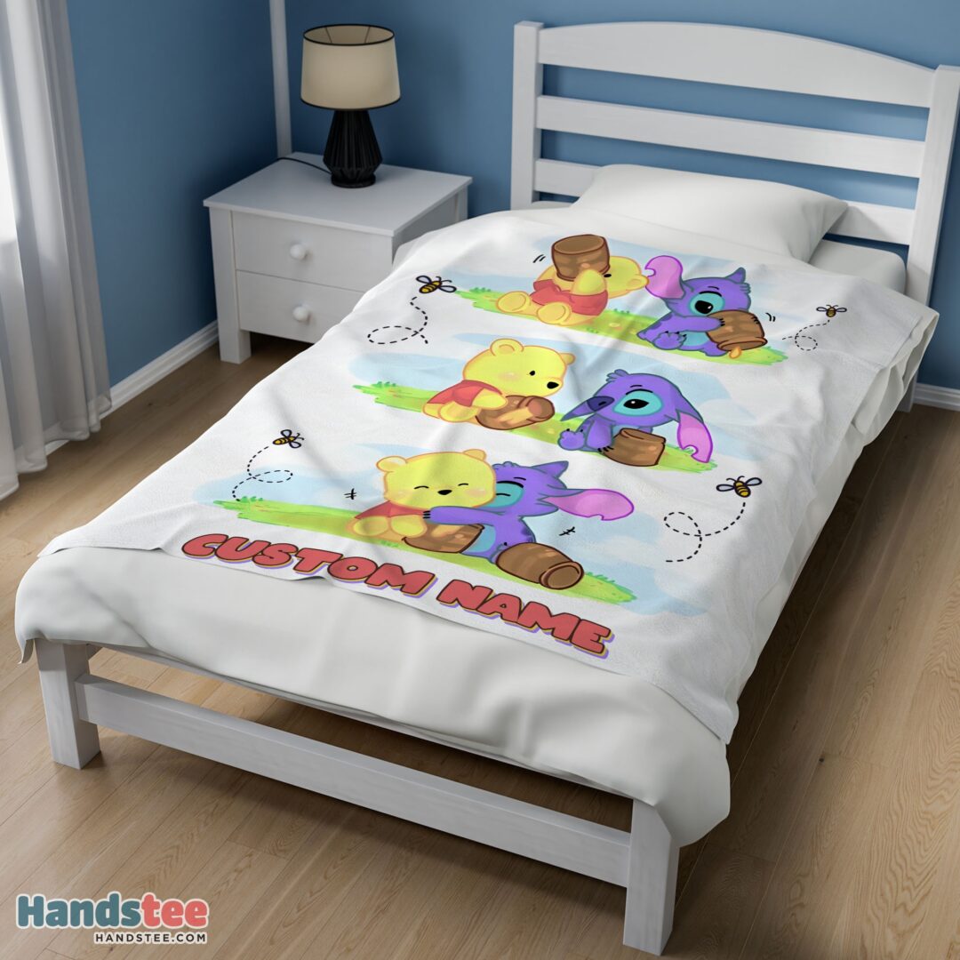 premium-disney-winnie-the-pooh-and-stitch-fleece-blanket-customize-blanket-mk-01-2 Premium Disney Winnie The Pooh And Stitch Fleece Blanket Customize Blanket - Image 3