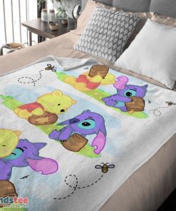 Premium Disney Winnie The Pooh And Stitch Fleece Blanket Customize Blanket - Image 4