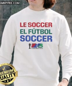 Premium FIFA World Cup 2026 sweatshirt featuring Mexico and USA soccer themes, perfect for El Futbol fans.