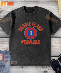 Premium Florida Gators Basketball Boogie Fland name and number washed t-shirt showcasing team spirit and style.