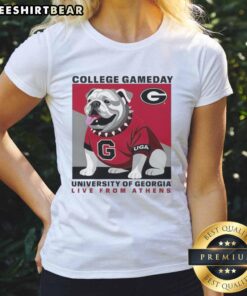 Premium Georgia Bulldogs NFL 2025 College Gameday ladies tee featuring mascot design, perfect for game day in Athens.