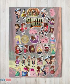 Premium Gravity Falls Dipper Mabel & Waddles Sticker Collage Blanket Fleece Customized Blanket