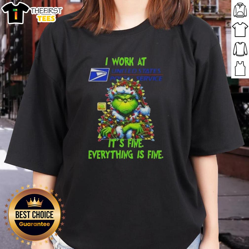 premium-grinch-christmas-tree-x-usps-i-work-at-its-fine-everything-is-fine-ladies-tee Premium Grinch Christmas Tree tee for ladies featuring 'I Work At Its Fine Everything Is Fine' design, perfect for festive cheer.