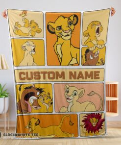Premium Happy Disney Cartoon The Lion King Simba With Friends Blanket Fleece Customized Blanket