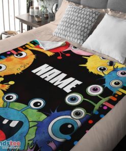 Premium Happy Monster Coloring Blanket Fleece Customized Blanket - Image 3