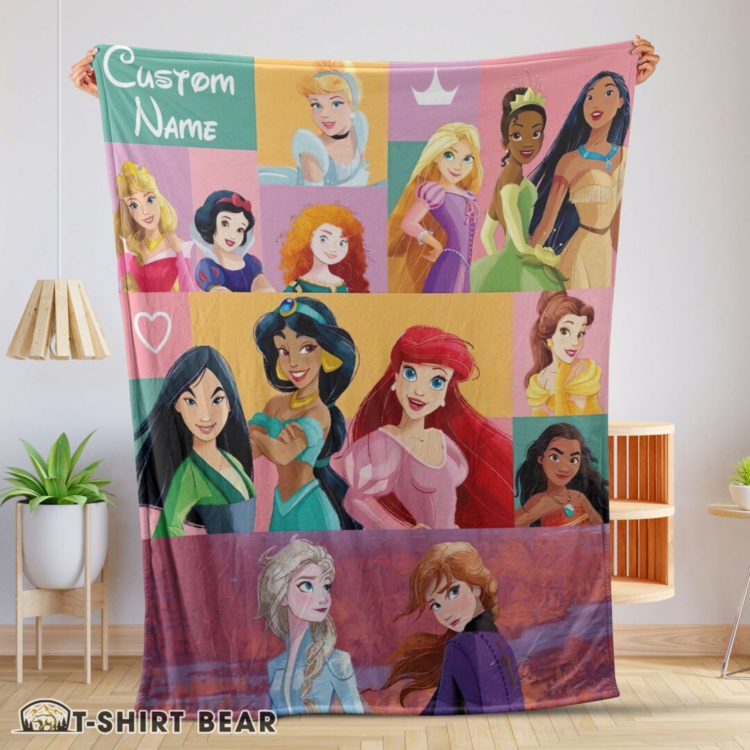 Premium Hot Cute Disney Cartoon All Princess Characters Blanket Fleece Customized Blanket-mk-01 (1)