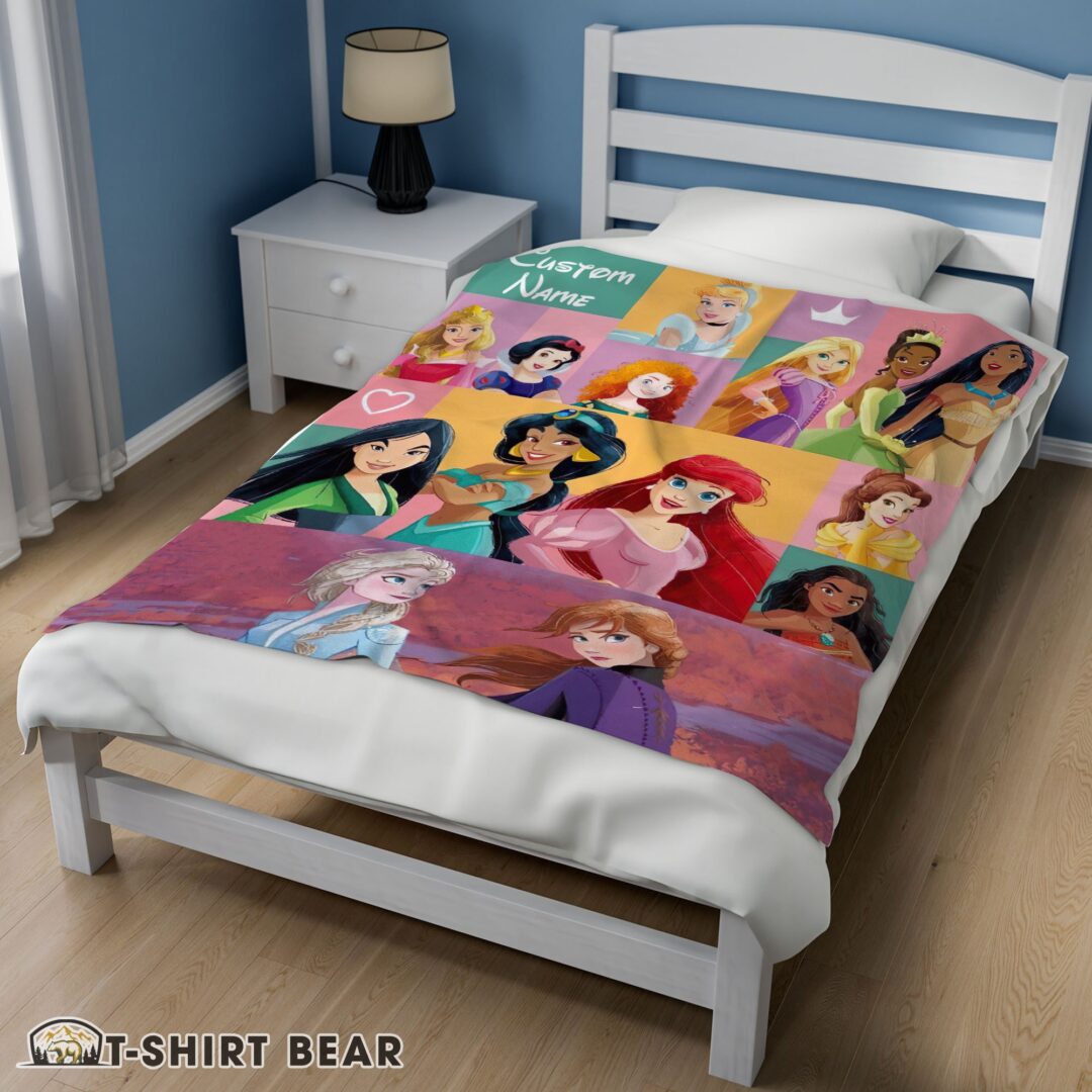 Premium Hot Cute Disney Cartoon All Princess Characters Blanket Fleece Customized Blanket-mk-01 (2)