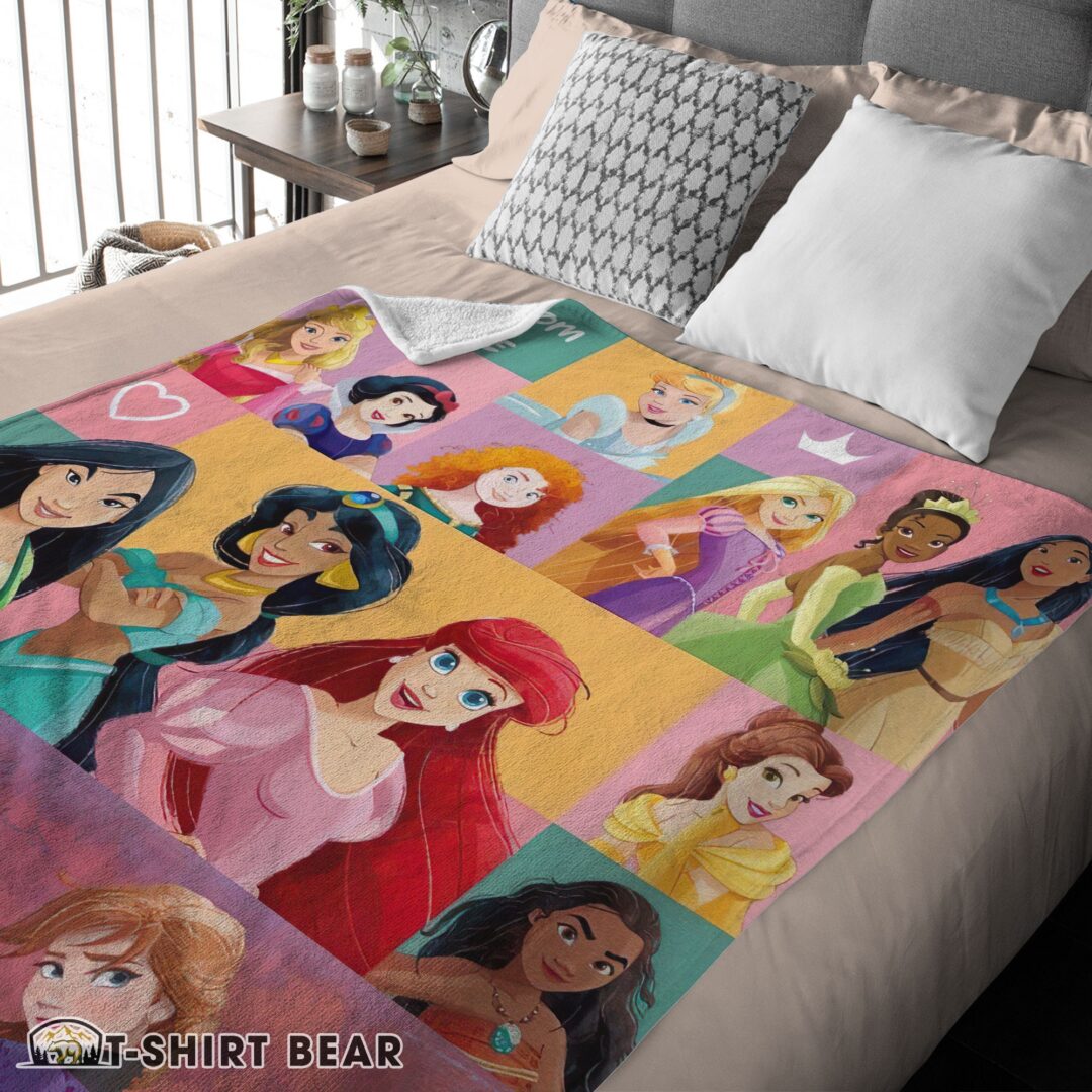 Premium Hot Cute Disney Cartoon All Princess Characters Blanket Fleece Customized Blanket-mk-01 (3)