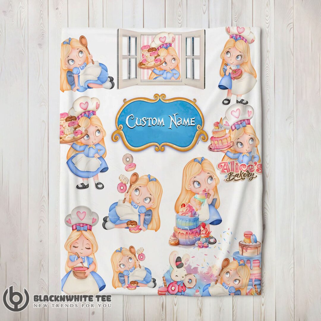 Premium Hot Disney Alice Baking Alice In Wonderland Cake Blanket Fleece Customized Blanket-mk-01 (2)