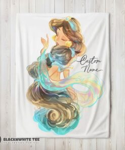 Premium Hot Disney Cartoon Jasmine Princess Blanket Fleece Customized Blanket