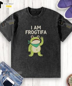Premium I Am Frog Tifa Portland Frog Washed T-Shirt featuring a playful frog graphic on a soft, casual tee.