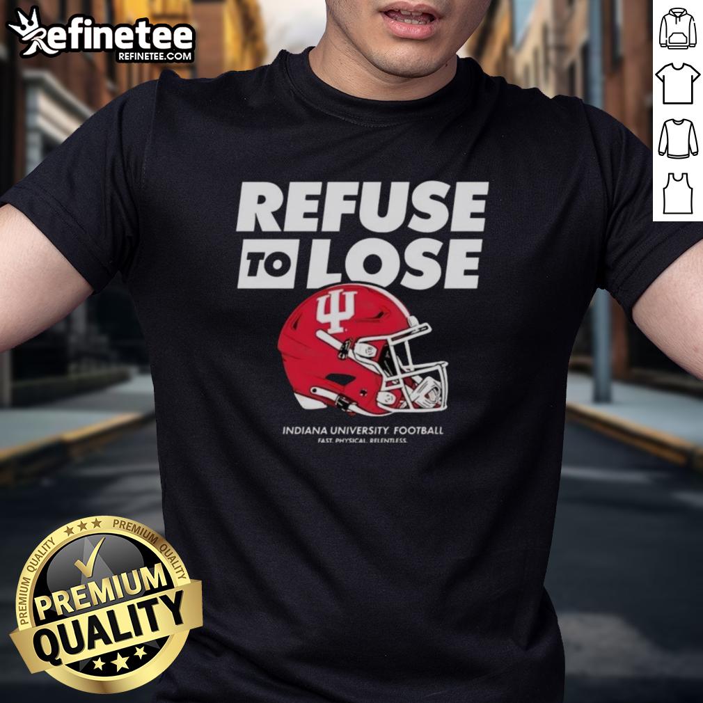 premium-indiana-hoosiers-football-refuse-to-lose-helmet-t-shirt Premium Indiana Hoosiers Football 'Refuse To Lose' Helmet T-Shirt showcasing team spirit and style for fans.