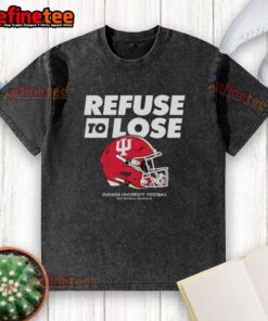 Alt Text: Premium Indiana Hoosiers Football Refuse to Lose Helmet T-Shirt in red, showcasing team spirit and comfort.